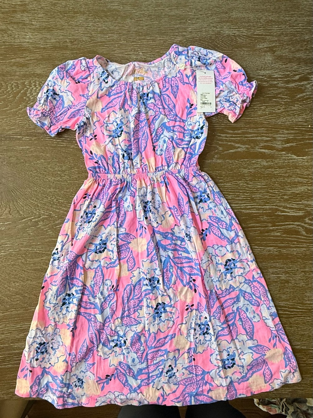 Lilly Pulitzer Pink Floral Dress with Blue and Cream Details